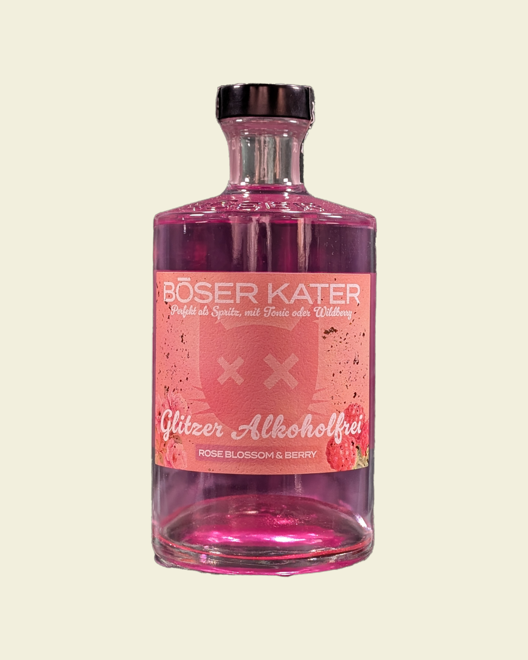 Böser Kater - Alkoholfrei Rose Blossom & Berry mit Glitzer - 0,5l - 0,00% Vol.