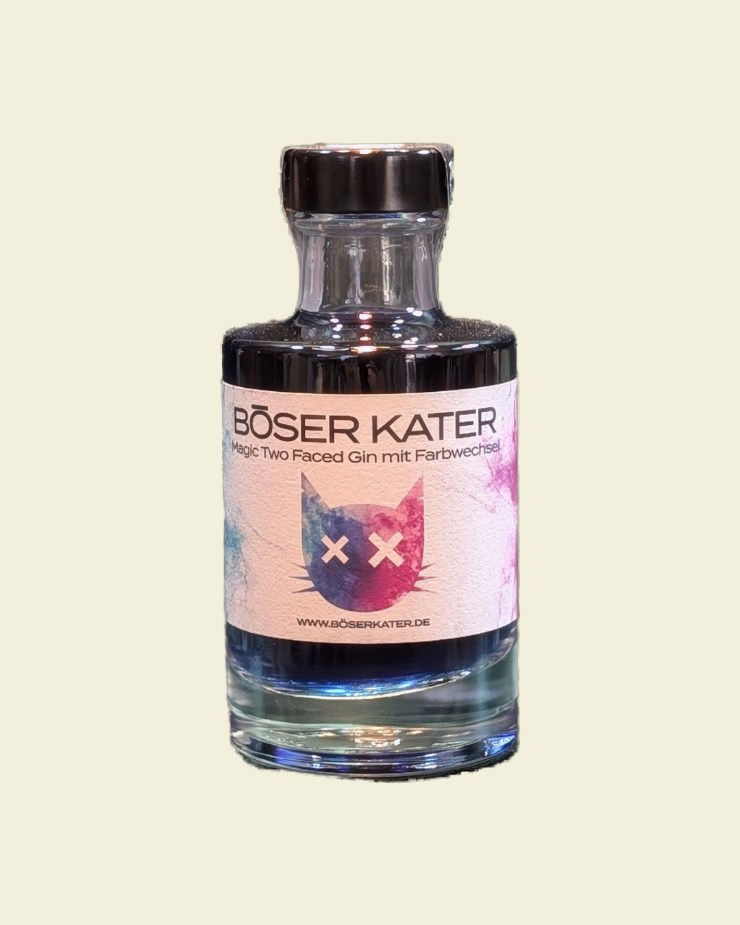 Böser Kater Two Faced Gin mit Farbwechsel von Blau zu Violett 40% Vol. - 0,1l