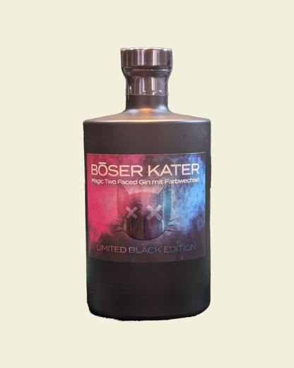 Böser Kater Two Faced Gin Limited Black Edition mit Farbwechsel von Blau zu Violett 40% Vol.